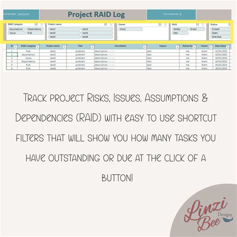 Project Management Raid Log Risk Tracker Actions Log RACI PMO