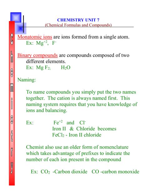 Chapter Formulas Compounds