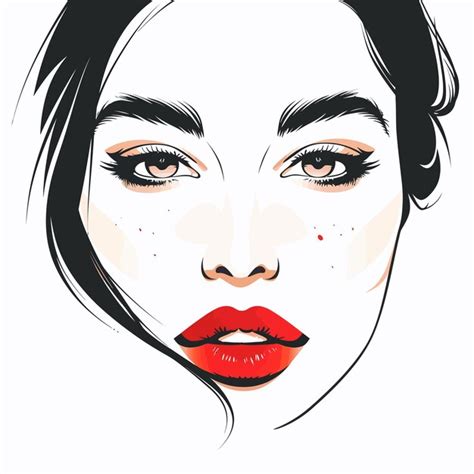 Un Dibujo De Una Mujer Con Pecas En La Cara Vector Premium