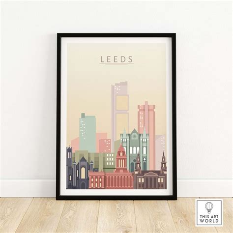 Leeds Skyline Wall Art Print Leeds Cityscape Poster Framed - Etsy