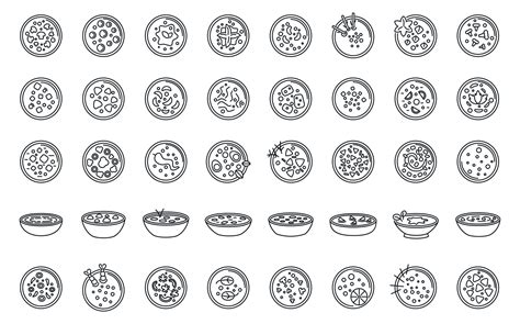 Cream soup icons set outline vector. Meal soup 16816977 Vector Art at ...