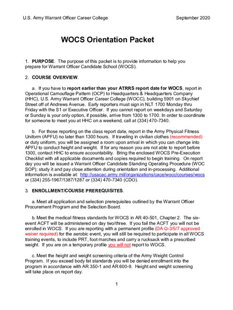 Fillable Online Usacac Army Usacac Army MilsitesdefaultWOCS Orientation