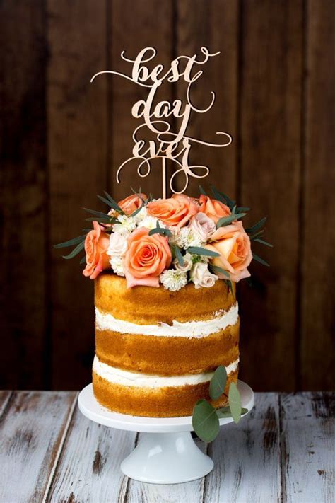 Wedding Cake Topper Best Day Ever Birch Rustic Wedding Cake