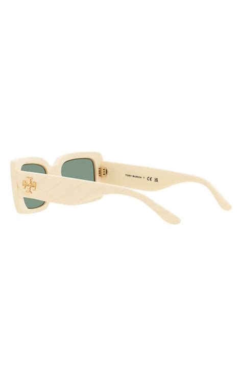 Tory Burch 51mm Rectangular Sunglasses In Milky Ivory Modesens