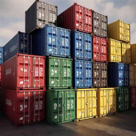 Premium Ai Image Rows Of Shipping Containers In Different Colors