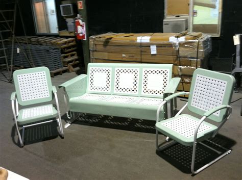 Vintage Metal Porch Glider Set With Chairs By Oldvintagefurniture