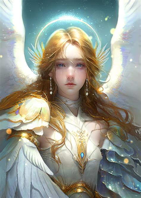 ArtStation - Cute Anime Crying Angel With Blue halo