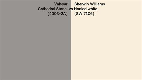 Valspar Cathedral Stone 4003 2a Vs Sherwin Williams Honied White Sw 7106 Side By Side Comparison