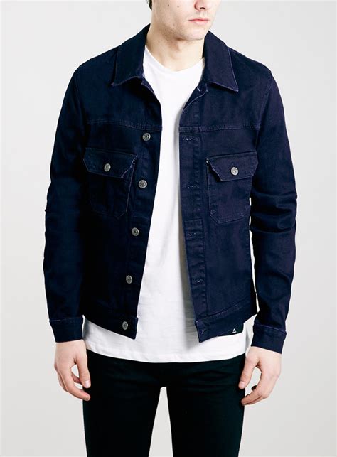 Topman Dark Blue Stretch Skinny Denim Jacket 85 Topman Lookastic