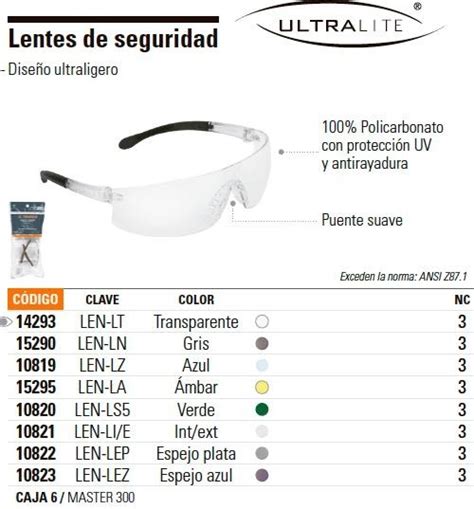 Lente Seguridad Ultralite Transparentes Truper 14293 43 00 En