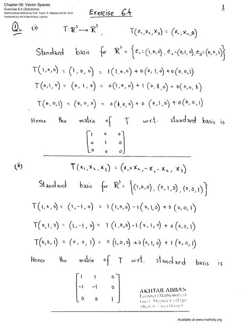 SOLUTION Mathematical Method Vector Spaces Studypool