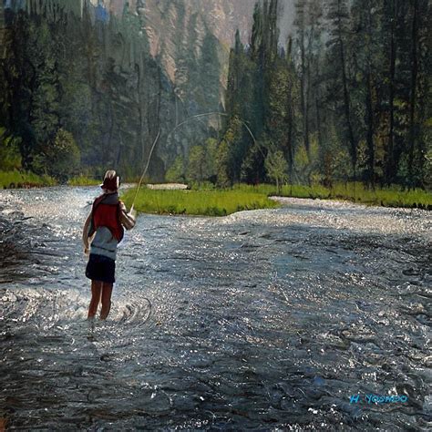 Fly Fishing The Madison River In Montana Digital Art By Hiroshi Yoshido