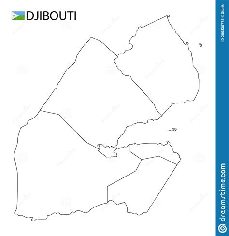 Mapa Djibouti Regiones De Esquema Detallado En Blanco Y Negro Del Pa S