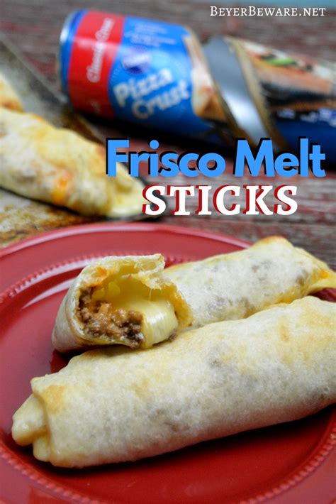 Frisco Melt Sticks combined browned hamburger with swiss cheese and a simple Frisco melt sauce ...