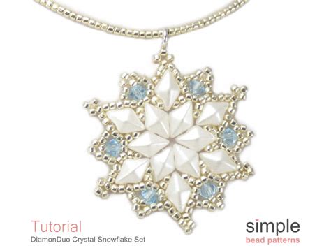 Snowflake Beading Pattern Earrings Necklace Set Simple Bead Patterns