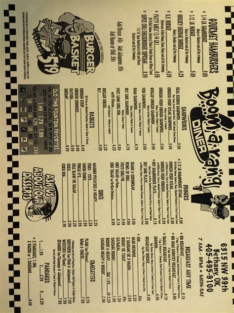 Boomarang Diner Menu, Menu for Boomarang Diner, Bethany, Oklahoma City ...