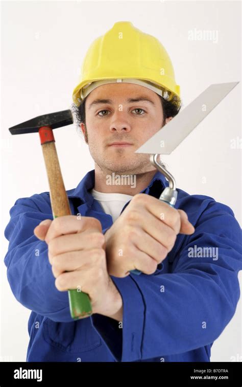 building worker with tools Stock Photo - Alamy