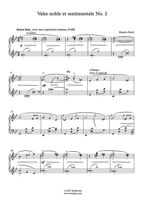 Valses Nobles Et Sentimentales No Assez Lent Ravel Piano Sheet