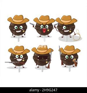 Cool Cowboy Pine Nuts Cartoon Character With A Cute Hat Vector