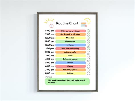 routine chart routine visual etsy