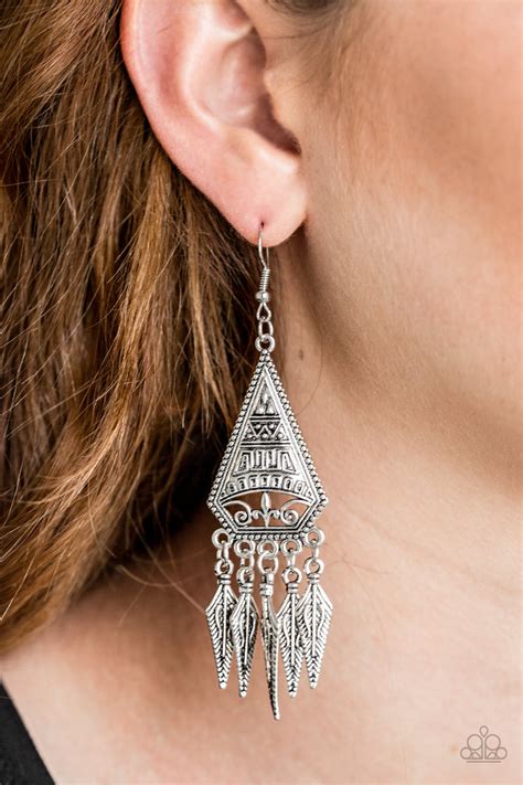 Paparazzi Me Oh Mayan Earrings Silver Box 50 Cynthias Dazzling 5