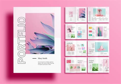 Free Indesign Pink Portfolio Layout Templates