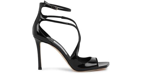 Jimmy Choo Azia 95 Black Patent Leather Sandals Lyst UK