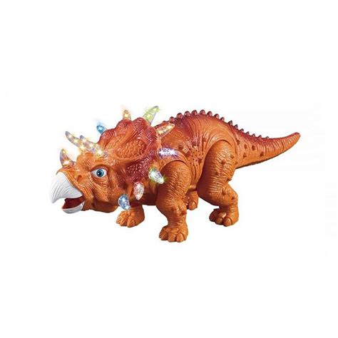 Dinossauro Triceratopos Luz Que Anda E Mexe DM Toys Loja Zuza