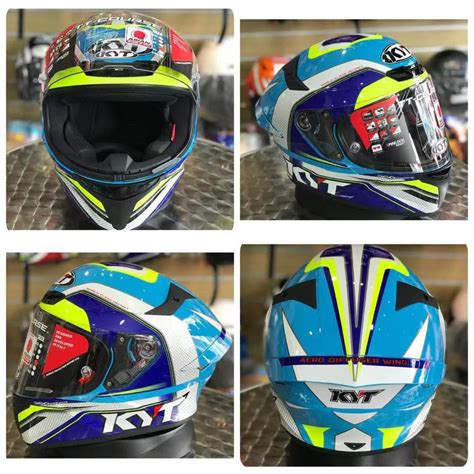 KYT HELMET FULLFACE TT COURSE GRAND PRIX WHITE LIGHT BLUE Shopee Malaysia