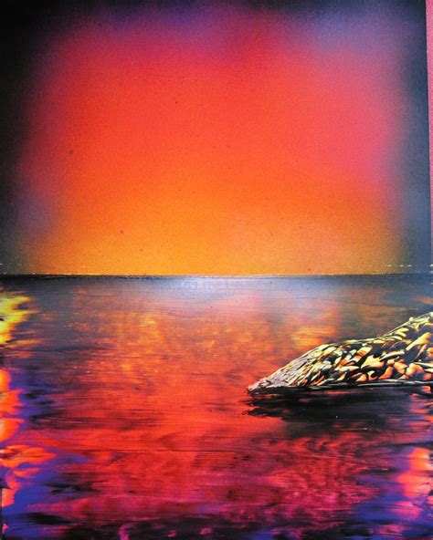 Spray Paint Art Original Sunset Over Water Landscape By Eacart