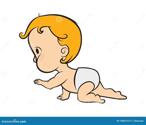 Crawling Baby Illustration With Cartoon Style Stock Vector