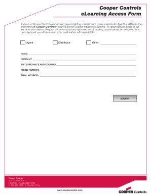 Fillable Online Cooper Controls ELearning Access Form Cooper