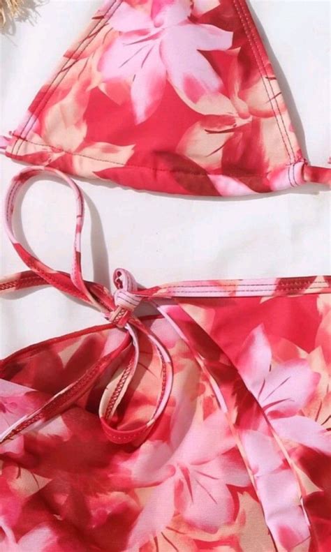 Pink Floral Bikini Women S Fashion Swimwear Bikinis And Swimsuits On Carousell