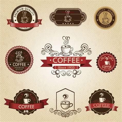 Material de vectores de café etiqueta vintage eps UIDownload