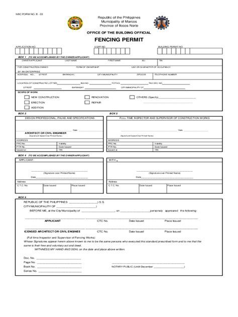 Fillable Online Malabon Gov Ph Application Form Fencing