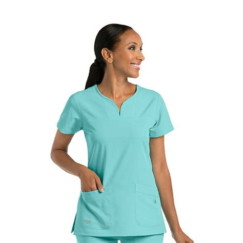 Signature By Greys Anatomy™ Womens Notch Neck Solid Scrub Top