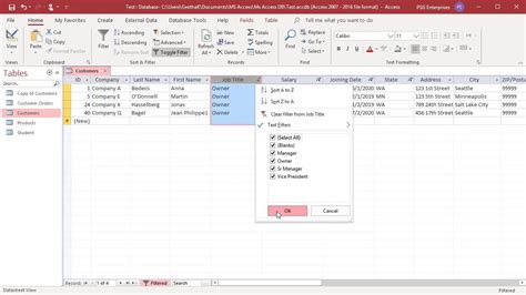 How To Filter Data By Selection In Ms Access Office Youtube