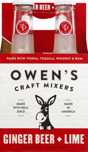 Owens Ginger Beer And Lime Non Alcoholic Craft Mixers 4 Bottles 85 Fl