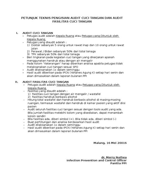 PDF Juknis Audit Cuci Tangan DOKUMEN TIPS