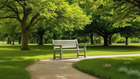 tranquil park bench scene premium ai generated image