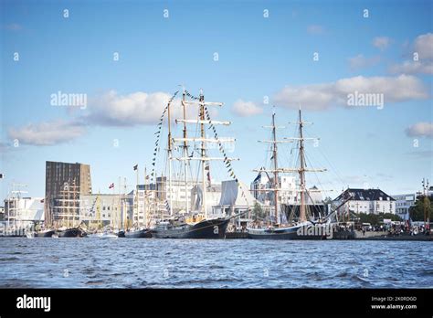 Large Ships From Tall Ship Race Event In Aalborg Stock Photo