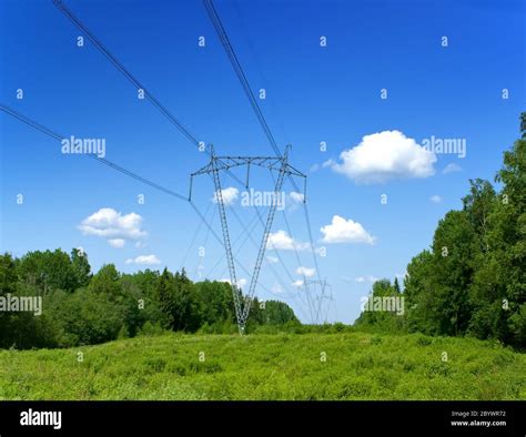 High Voltage Line Of Electricity Transmissions On Stock Photo Alamy