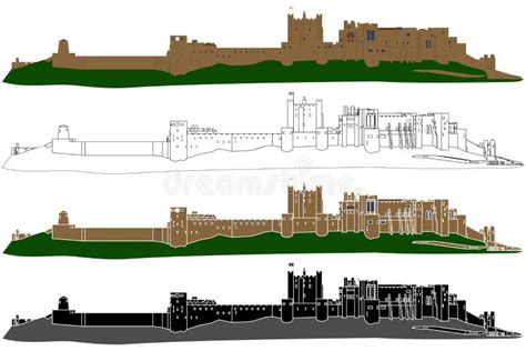 Old Castle Front View Artistic Hand Drawing Stock Vector - Illustration ...