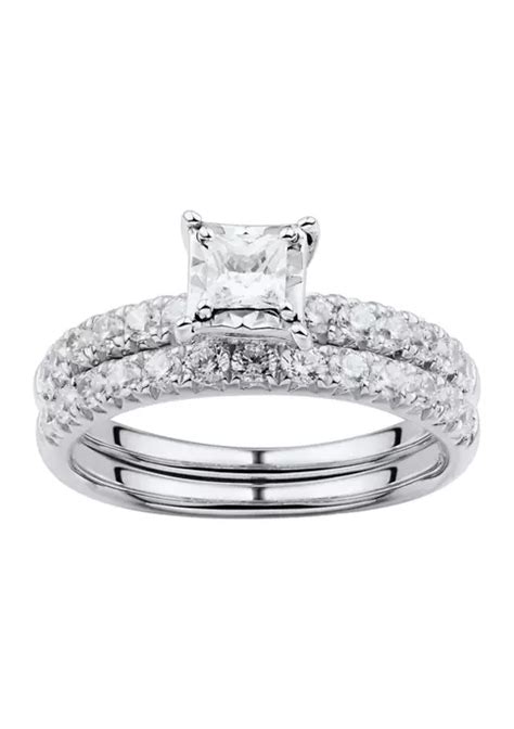 Belk And Co 1 Ct T W Diamond Bridal Ring Set In 10k White Gold Belk