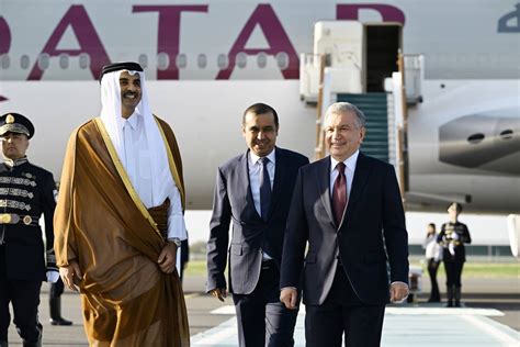 Emir Of Qatar Sheikh Tamim Ibn Hamad Al Thani In Uzbekistan Middle