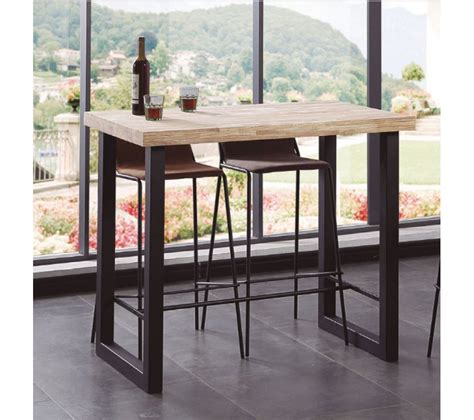 Matika Table Haute Acier Bois L Table Haute Et Mange Debout But