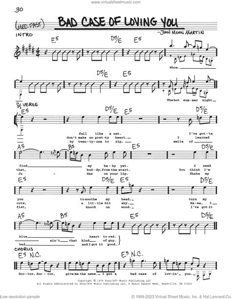 Bad Case Of Loving You Sheet Music Real Book With Lyrics PDF