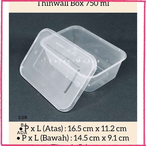 Jual Perkakas Dapur Food Container Kotak Makan Plastik Thinwall Box 750