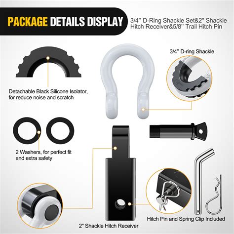 Snapklik.com : Shackle Hitch Receiver 2Inch 45000 LBs Breaking Strength