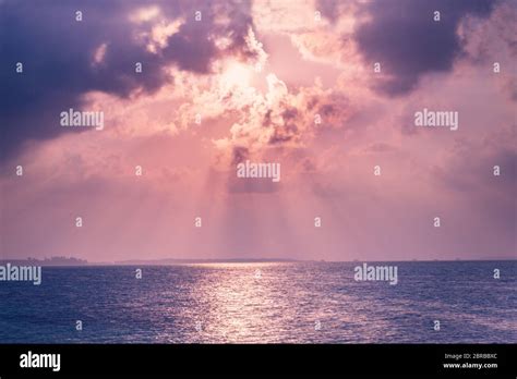 Inspirational Calm Sea With Sunset Sky Meditation Ocean And Sky